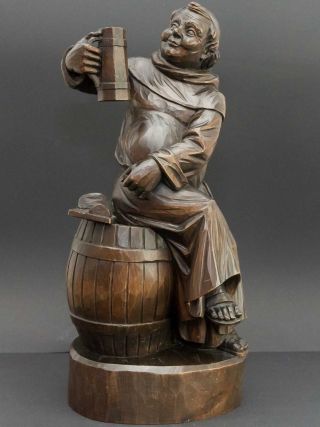 Große Massive Holzfigur Kellerei Meister,  Weinkeller,  Weinprobe Im Klosterkeller Bild