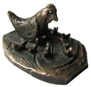 Bronzeplastik Figur Skulptur Glucke Huhn Bronze Sculpture Hen Chicken Bild