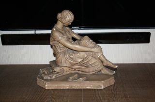 Skulptur Figur Jugendstil Historismus Nachbildung Dekoration Kaminuhr Frau Bild