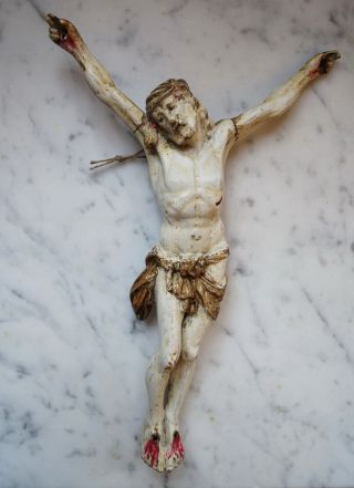 Jesus / Kruzifix / Corpus - 18/19.  Jahrhundert - Holz Geschnitzt (3381) Bild