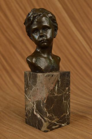 Bronze Skulptur Marmorsockel Jungen Portrait Büste Elegant Klassisch Dekor Nr Bild