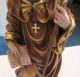 Religiöse Holzfigur - Heiliger Bernhard - Handgeschnitzt Größe 30 Cm 1950-1999 Bild 3