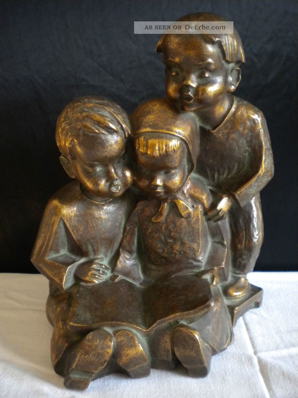 Achatit Figur Lesende Kinder Kindergruppe 60er 70er Jahre Handarbeit 1935b 1950-1999 Bild