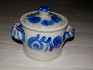 Keramik - Schmalztopf Mit Deckel - Steingut (grau - Blau) Bild