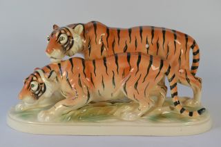 Porzellanfigur Tigers Hertwig & Co Figurine Figura Porcelana Porcelain Figurine Bild