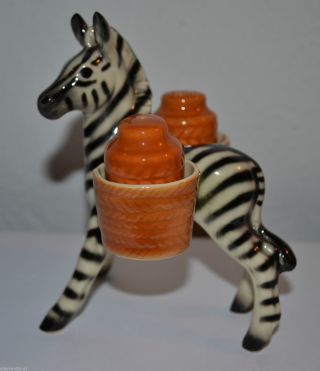 Cortendorf Keramik Zebra Salz Und Pfefferstreuer C1960 / Pferd Horse Menage Bild