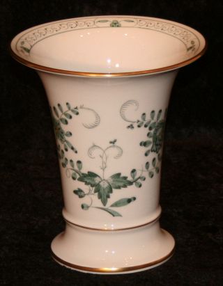 Wunderschöne Meissen Vase Trichtervase Kratervase Porzellan Indisch Grün 16 Cm Bild