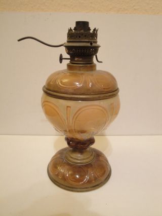 Jugendstil Majolika Petroleumlampe Farbiges Jugendstil Relief Um 1910 Bild