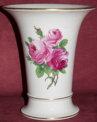 Meissner Vase - Rosen - Gold Rand - Meissen Porzellan Bild