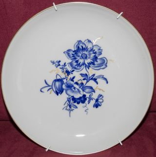Meissner Teller Blumen - Blau - Gold Rand - Meissen Porzellan Bild