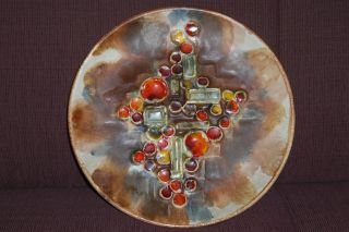Ruscha Keramik Wandteller Ceramic Wall Plate Space Age Design Fat Lava Bild