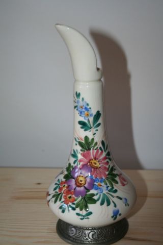 Tisch - Vase Mit Zinnboden / Fein - Zinn / Schön Gearbeitet / Bild