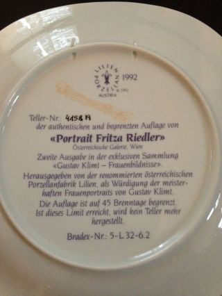 Porzellanteller Lilien - Klimt Frauenbildnisse - Fritza Riedler Bild