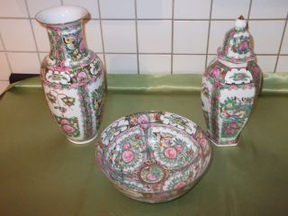 Chinesisches Porzellan: 2 Vasen Und 1 Schale Bild