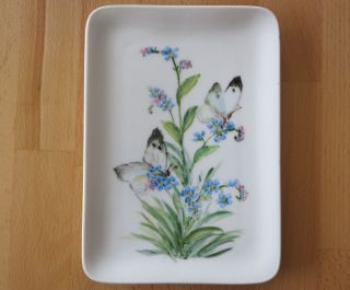 Seltmann Weiden Porzellan Schale Rechteckform Handbemalt Schmetterlinge Bild
