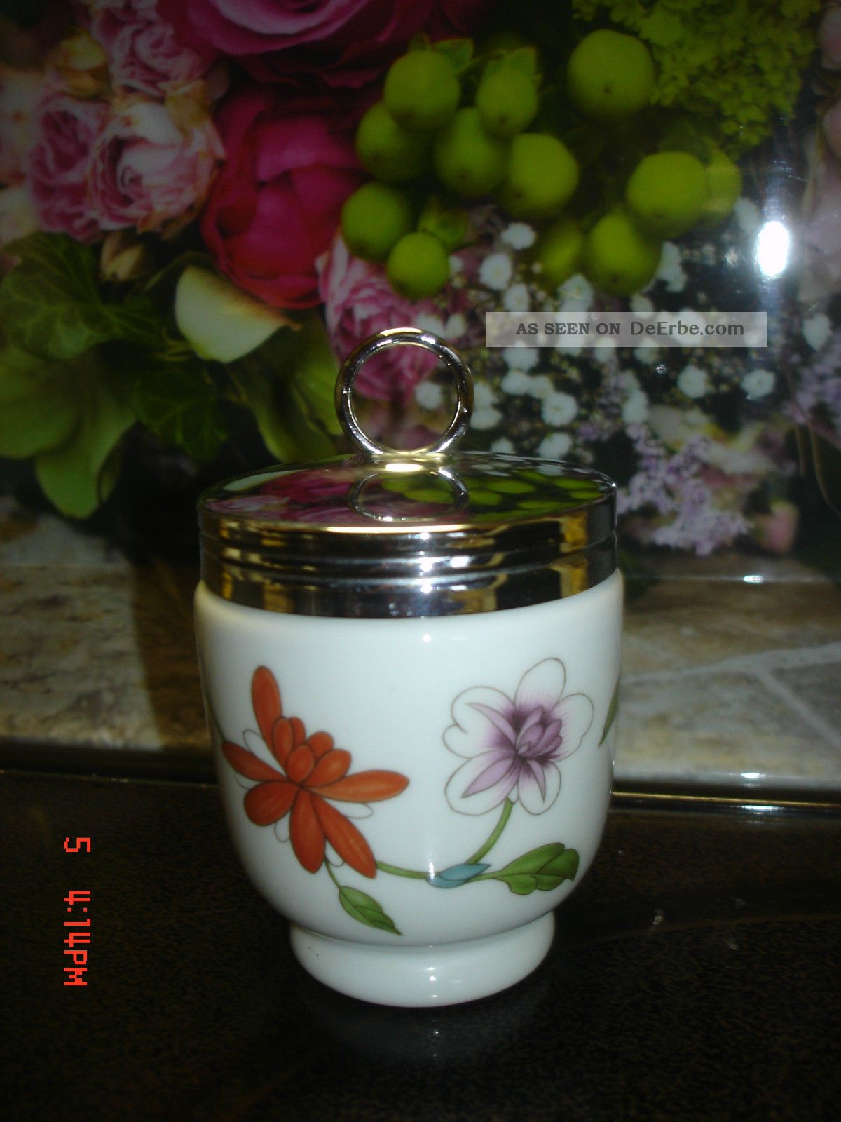 Egg Coddler Royal Worcester Porzellan England Wunderschöne Dekor Dose Mit Deckel Nach Marke & Herkunft Bild