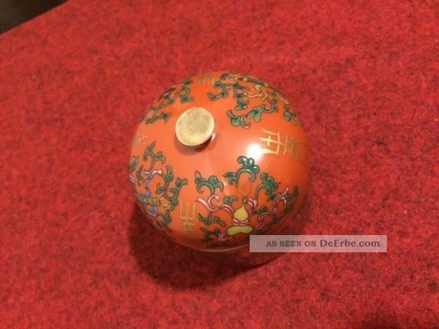 Antikes Chinesisches Dosengefäß/topf Mit Deckel,  Rot - Orange,  Frühes 20.  Jh. Nach Form & Funktion Bild