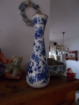 Vase Groß Porzellan Kobalt Delft Dachbodenfund Nachlass Blumen Floral Blau Bild
