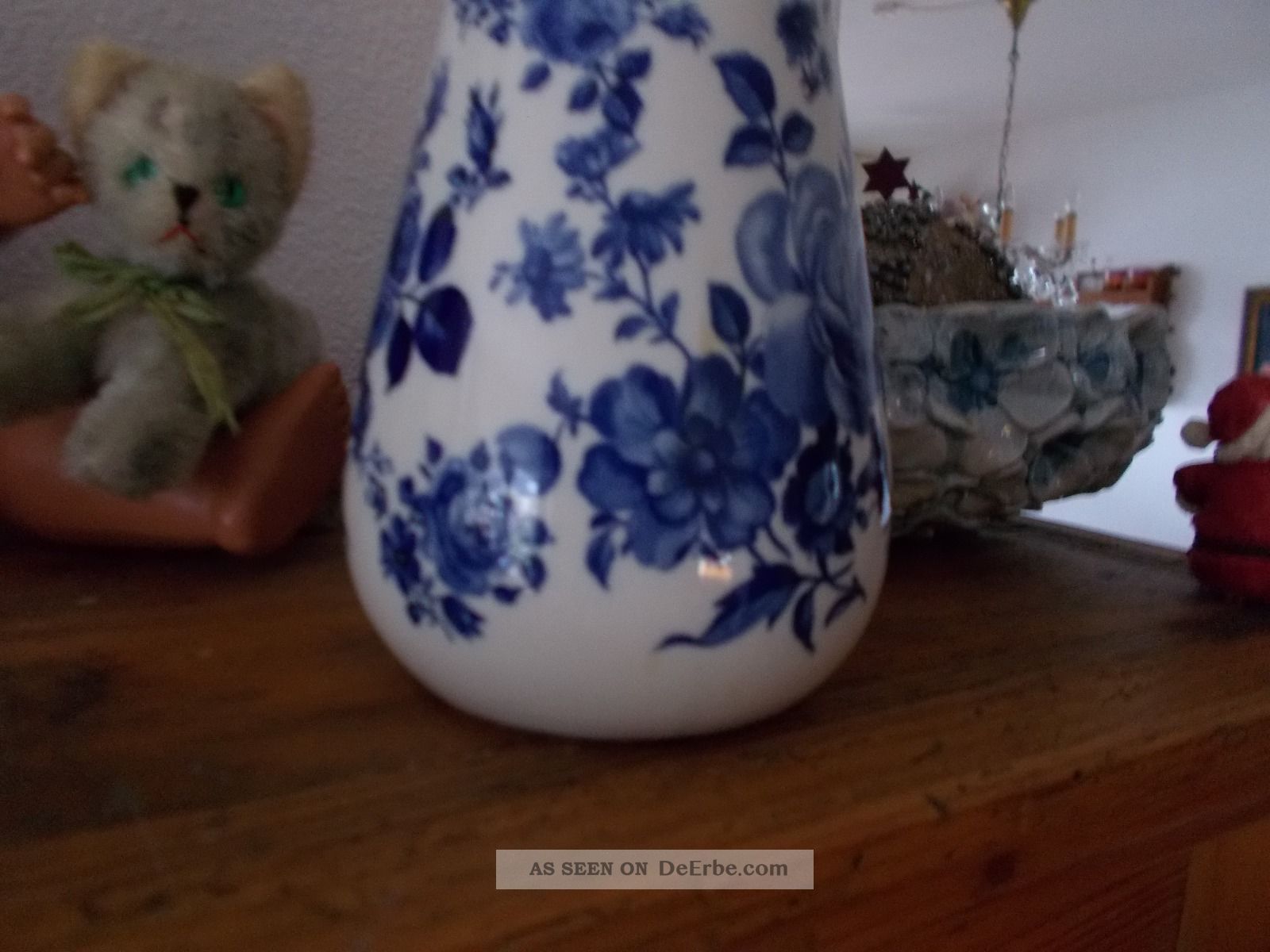 Vase Groß Porzellan Kobalt Delft Dachbodenfund Nachlass Blumen Floral Blau