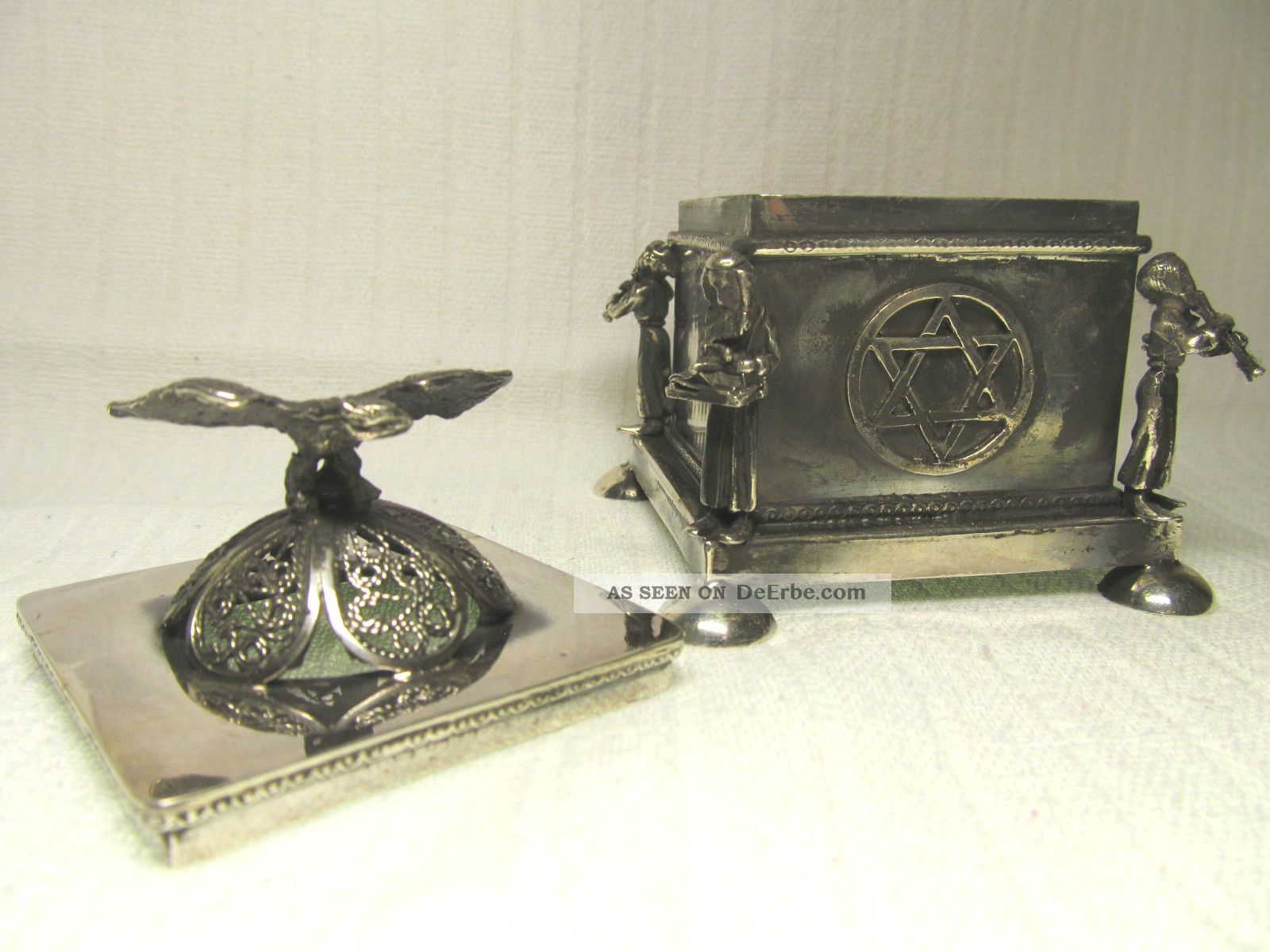 Besamimdose Quadratisch Silber 84 Durchbruch Adler Jude Rabbiner Judaica Judaica Bild