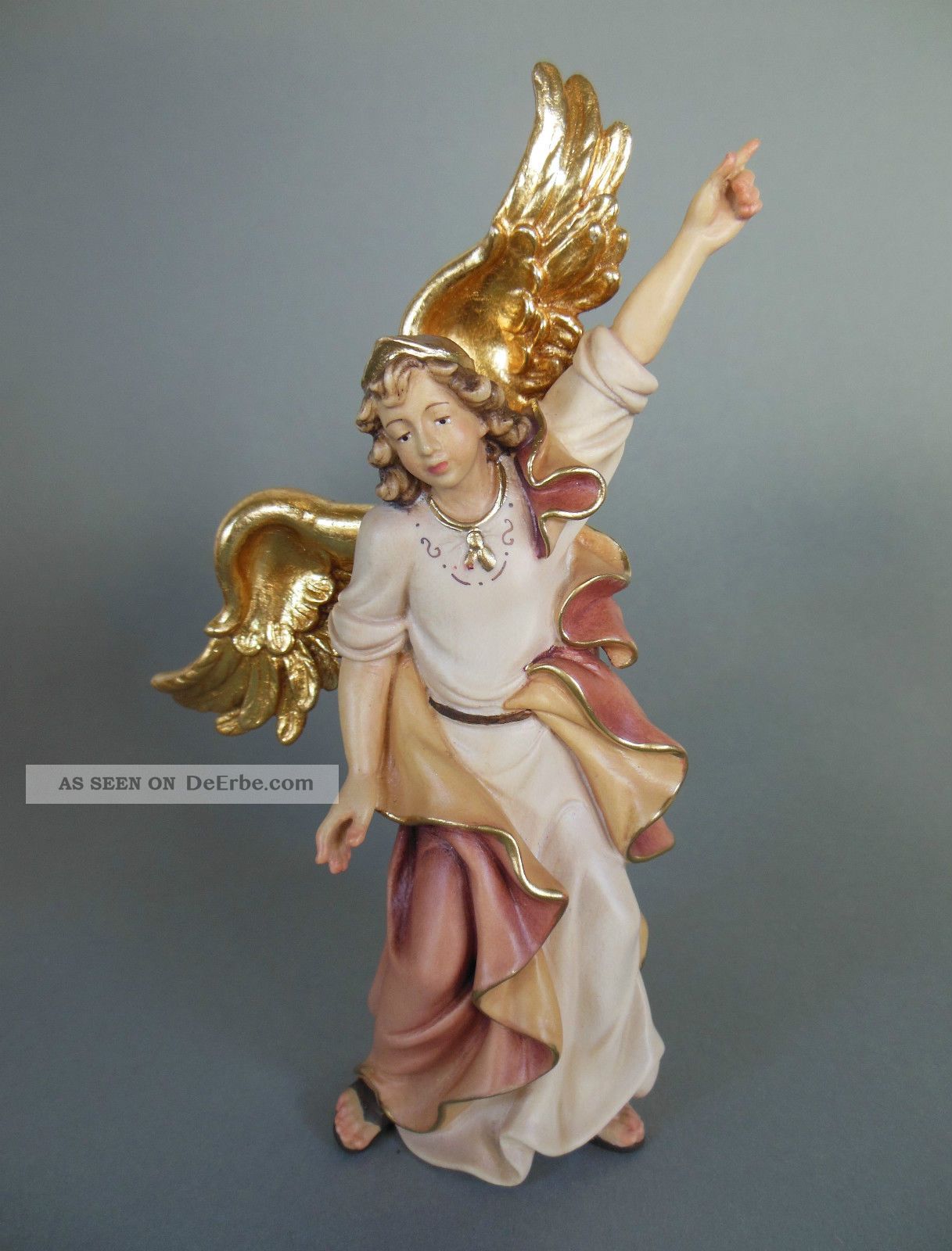 Verkündigungsengel Krippenfigur Ca.  11 Cm Am - 07 - 11 Geschnitzt Bemalt Krippen & Krippenfiguren Bild