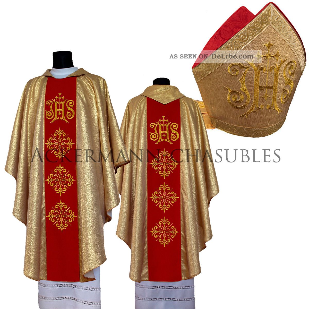 Gold Chasuble,  Mitre Kasel Messgewand,  Mitra Vestment Casula 505 - Gc,  M11 - Gc De Religiöse Volkskunst Bild