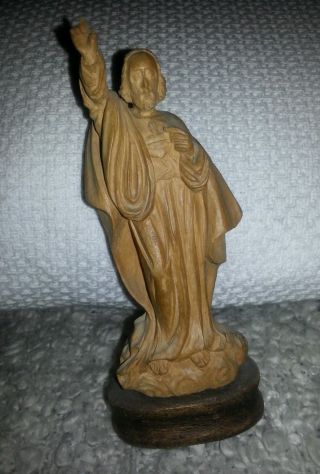 Uralte Antike Jesus Figur Aus Holz Geschnitzt,  Weihnachten Holzfigur Handarbeit Bild
