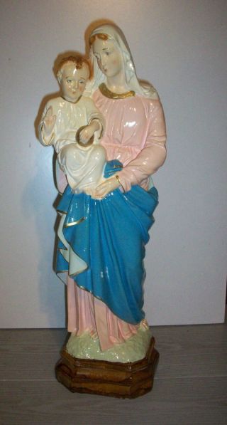 Alte Madonna Figur Italy Mit Jesus Wunderschön 44 Cm Hoch Bild