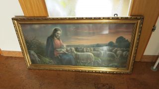 Weihnachtsgeschenk: Großes Heiligenbild Schlafzimmerbild Jesus,  Der Hirte Shabby Bild