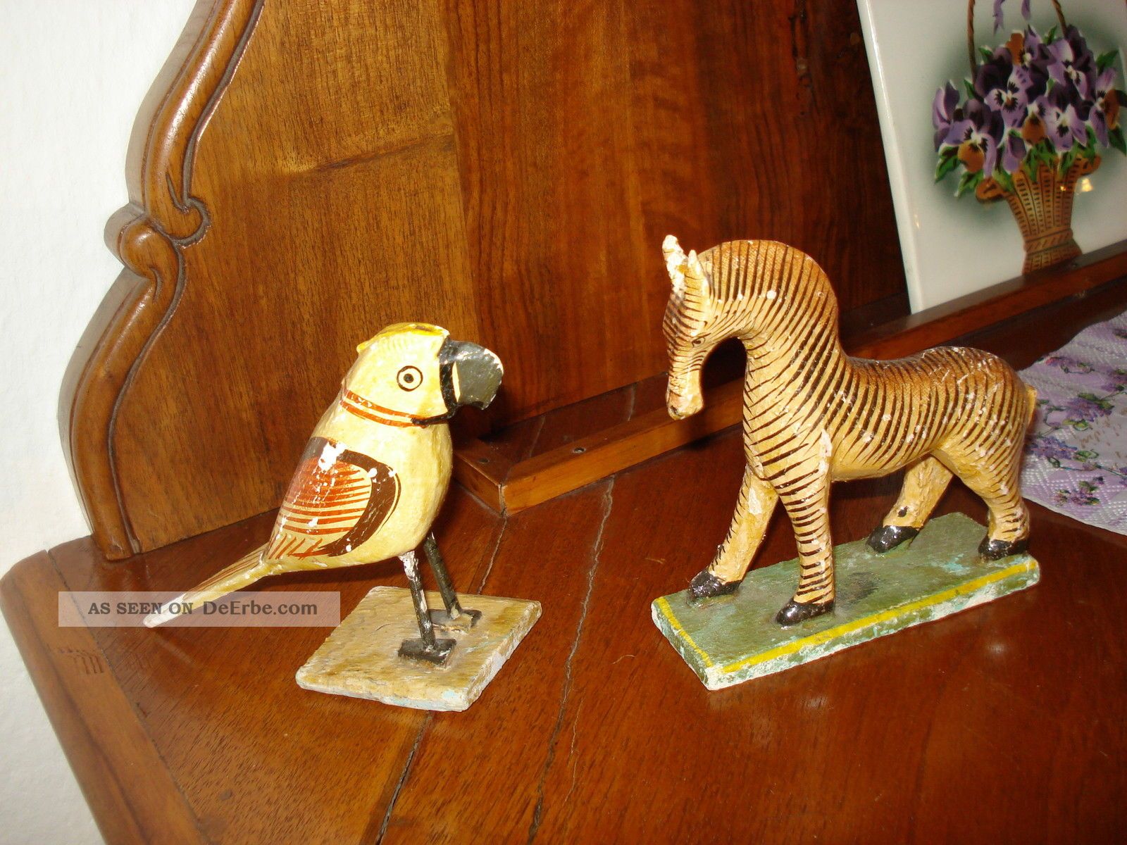 2 Frühe Arche Noah Tiere,  Erzgebirge,  Um 1900,  Selten Antike Originale vor 1945 Bild