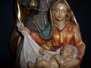 Holzschnitzerei Maria Joseph Jesus Heilige Familie Krippe Krippenfigur Bild