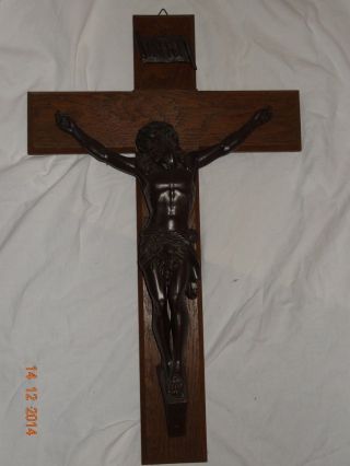 Kruzifix (kreuz) Mit Jesus Um 1930jahr Entstanden.  Sehr Massiv Und Groß Bild