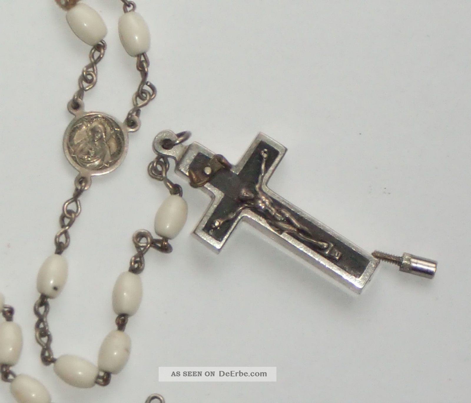 Collier Kette Halskette Kreuz Massiv Silber Gebraucht Echt Qv