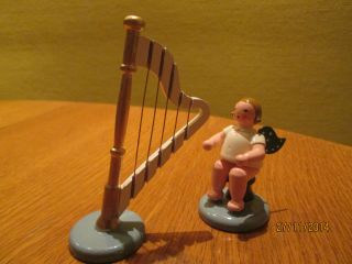 Erzgebirge Engel Klemm Ellmann Harfe Holz Musikengel Handarbeit Kd Ellmann Ovp Bild