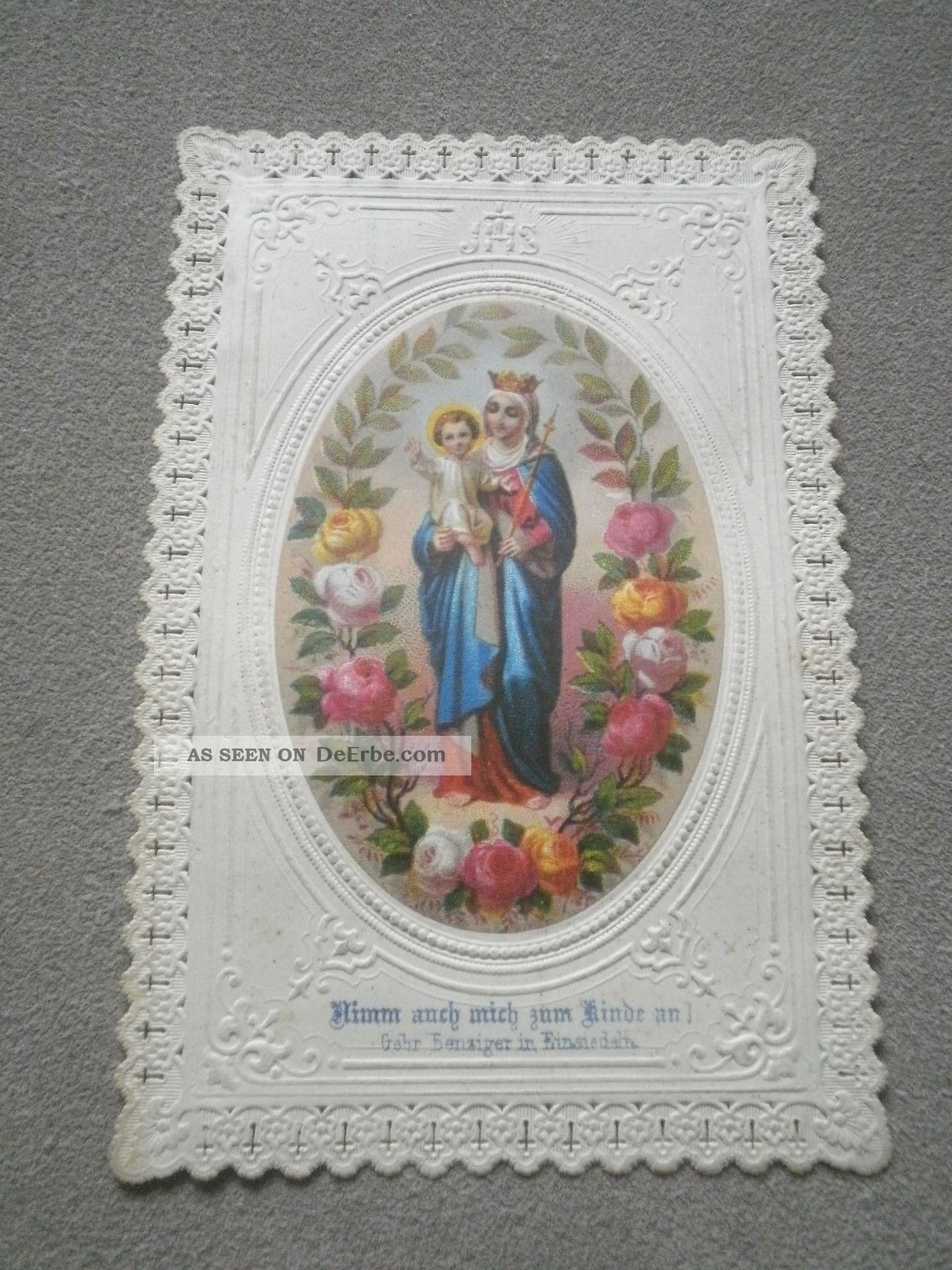 Andachtsbildchen Souvenir Maria Einsiedeln Aus 1879 Antik Antique Holy Card Rel. Andenken & Mitbringsel Bild