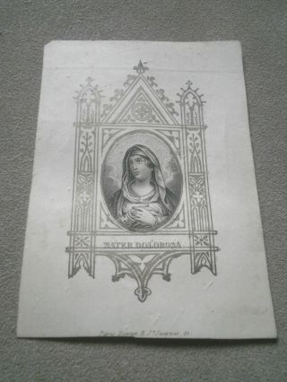 Andachtsbildchen Antik Vor 1900 Mater Dolorosa Antique Holy Card Bild