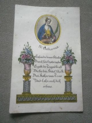 Andachtsbildchen Antik Vor 1900 Coloriert St.  Katharina Antique Holy Card Bild