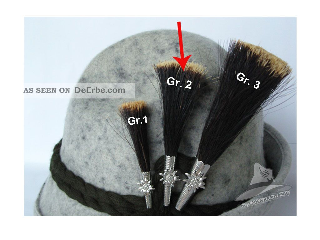 Hutanstecker Edelweiß Mit Gamsbart - Handbemalter Trachtenschmuck 7,5x3cm