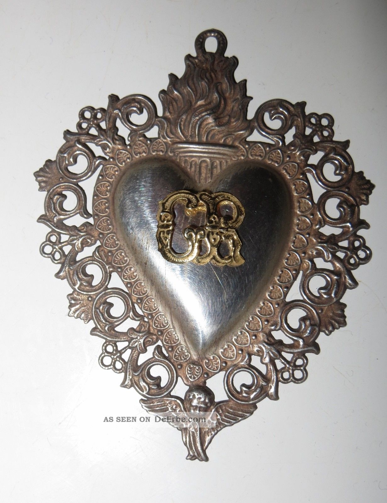 Herz Um 1950 - Votivgabe - Ex Voto - Ca.  9,  5 Cm - Versilbert - Devotionalien Votivbilder & Sakralmalerei Bild