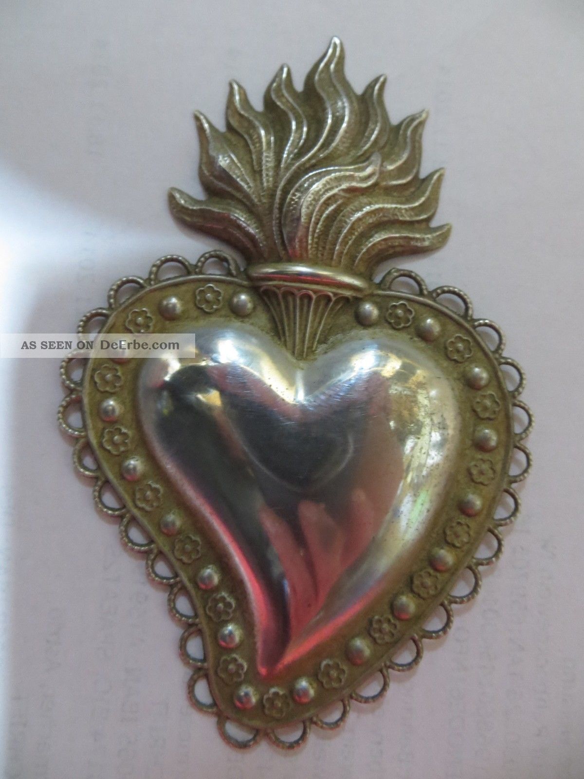 Votivgabe - SchÖnes Herz - Versilbert - Um 1950 - Ca.  10,  5 Cm - Ex Voto Votivbilder & Sakralmalerei Bild