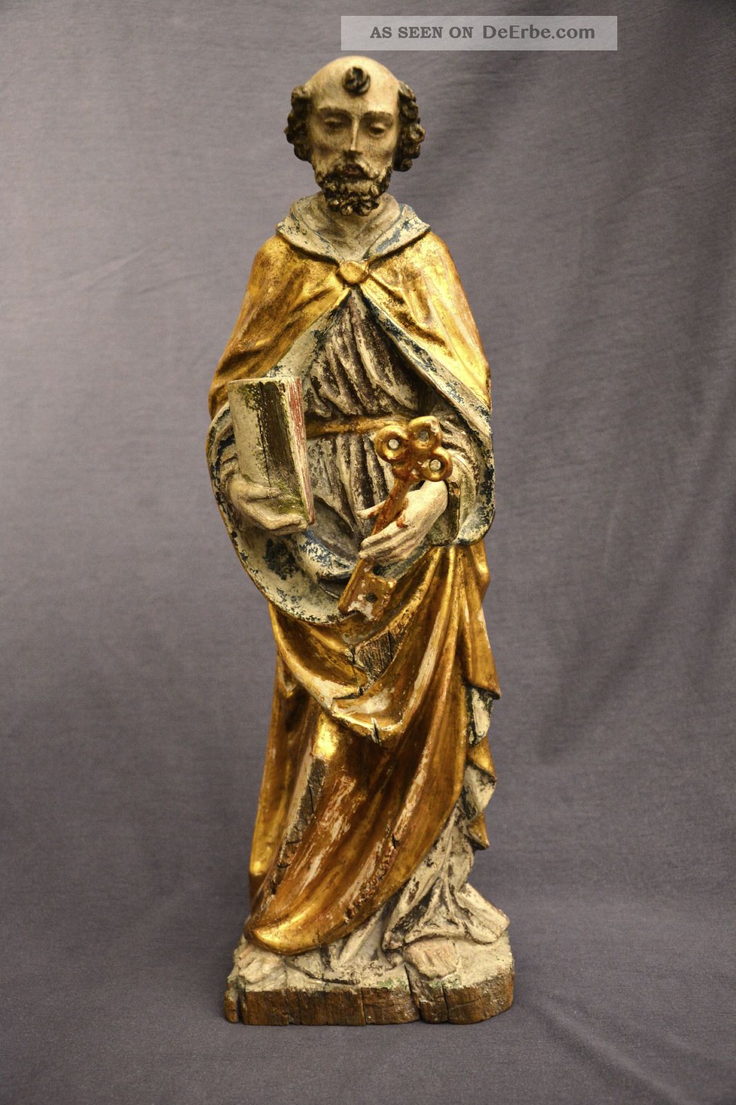 Heiligenfigur St.  Petrus,  Holz Vergoldet,  Claus Moroder,  Zertifikat Skulpturen & Kruzifixe Bild