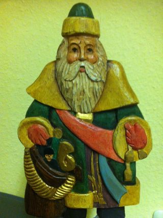 Weihnachtsmann Geschnitzte Holzfigur 27cm Handarbeit Außergewöhnliche Figur Top Bild