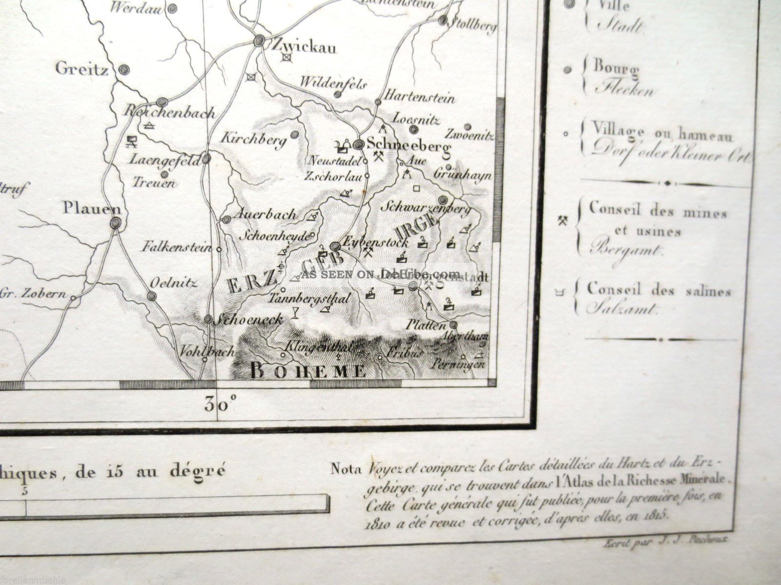 Bergbau - Karte Erzgebirge Thüringen 1819 Schacht - Plan Zinn - Lager Silber - Gang Bergbau Bild