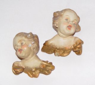 2 Kleine Bemalte Engelköpfe Vermutlich Aus Porzellan Nummeriert Bild