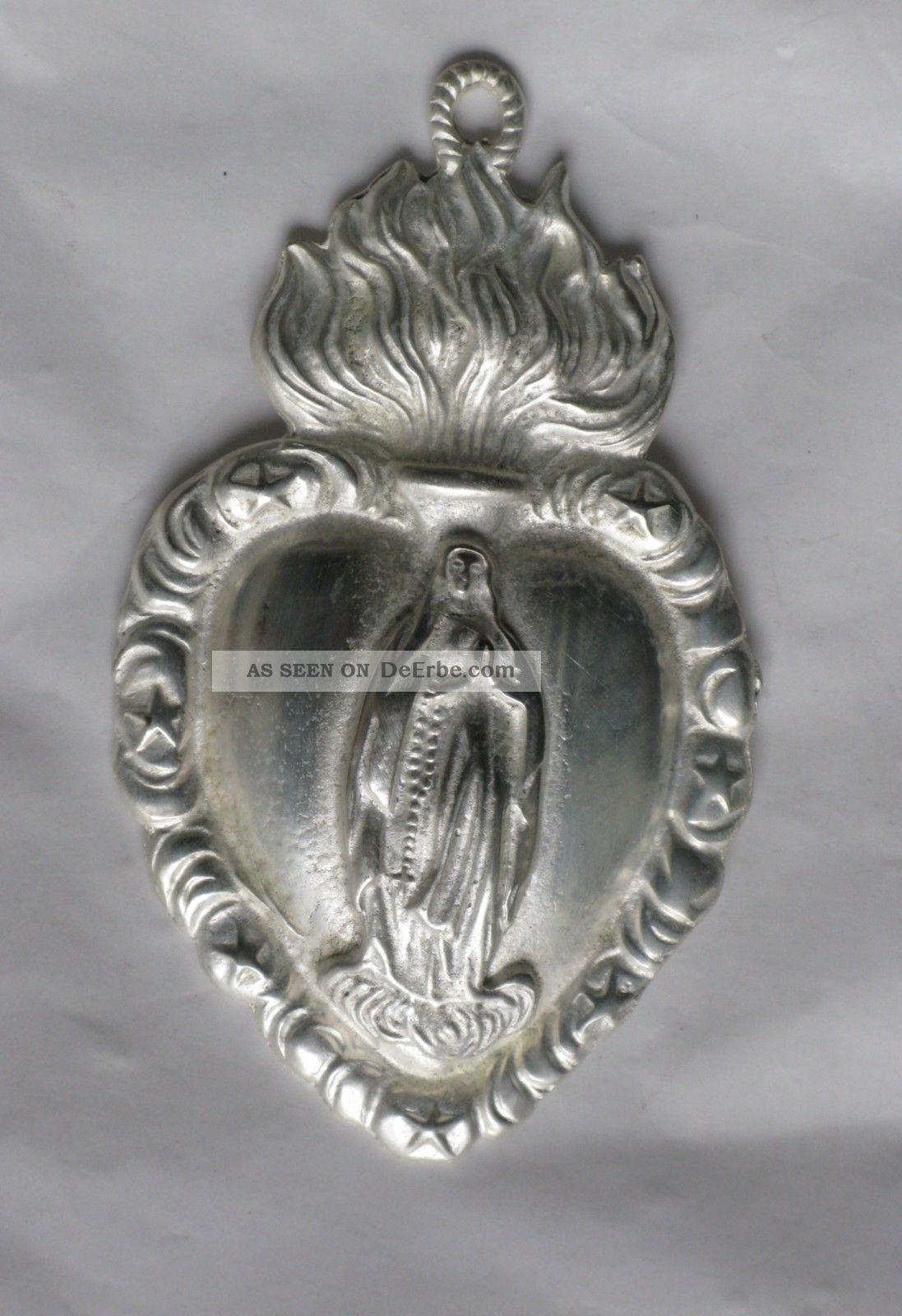 Ex Voto - Votivgabe - Herz Maria - Versilbert - - Ca.  11,  2 Cm Votivbilder & Sakralmalerei Bild
