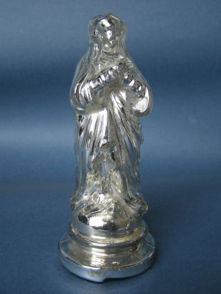 Antique Biedermeier Schaumglas Bauernsilber Silberglas Madonna Maria Bild