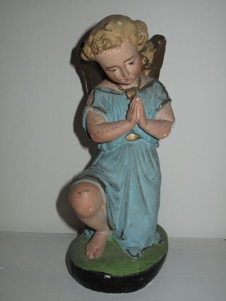 Antik Heiligenfigur Engel Schutzengel Gips Figur Skulptur 27 Cm Statue Stuck Bild