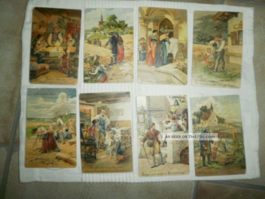 8 Alte Postkarten Vater Unsre (1907) Votivbilder & Sakralmalerei Bild