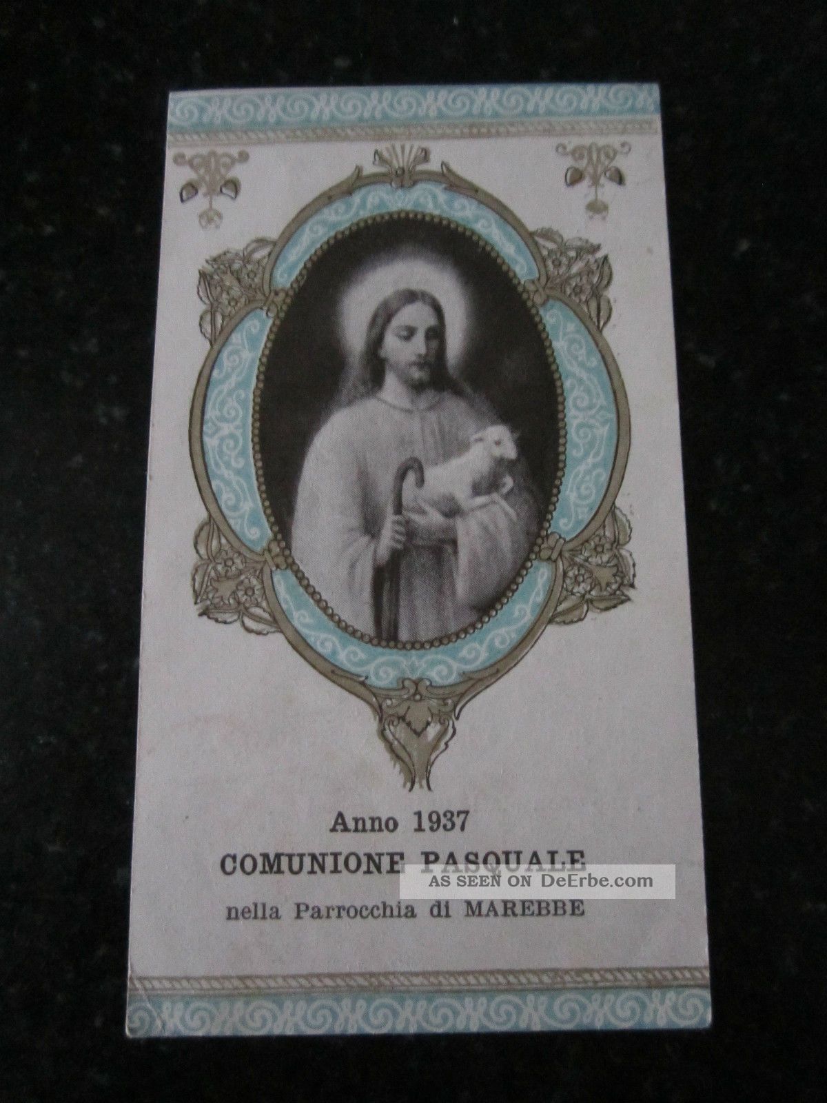 Heiligenbild Gnadenbild Andenkenbild Comunione Pasquale A.  1937 Daverio Lupetta Rel. Andenken & Mitbringsel Bild