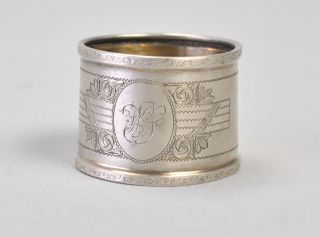 Serviettenring Silber 800 Initialien W S Antik Selten Vintage Napkin Ring Bild
